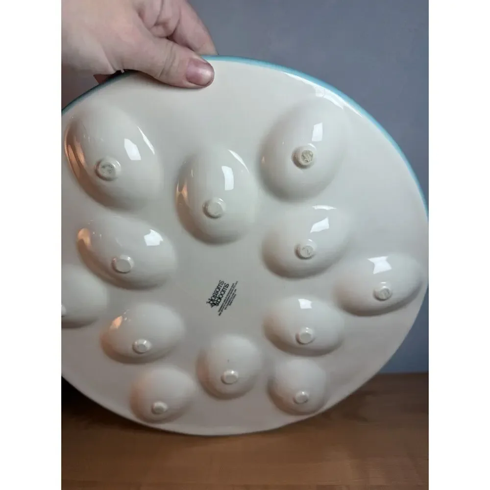 Blossoms & Blooms Easter Themed Deviled Egg Dish Vintage 12.5